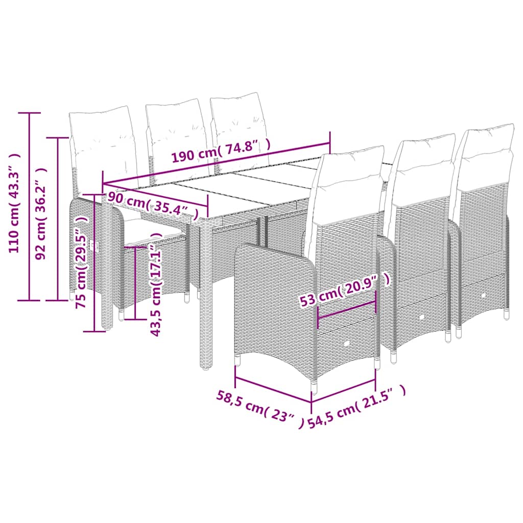 8721102487637_g_en_hd_5 vidaXL 7 Piece Garden Bistro Set with Cushions Grey Poly Rattan - Image 7