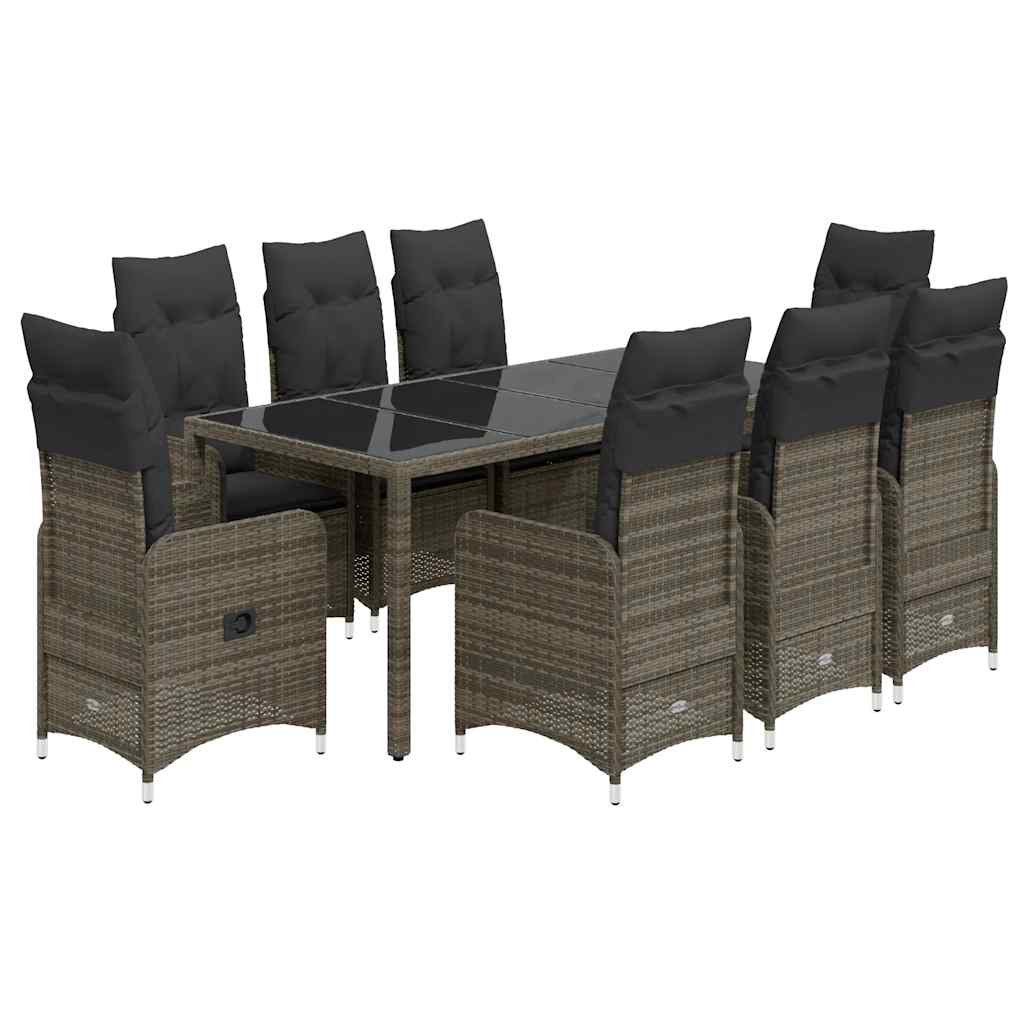 8721102487644_a_en_hd_1 vidaXL 9 Piece Garden Bistro Set with Cushions Grey Poly Rattan - Image 2