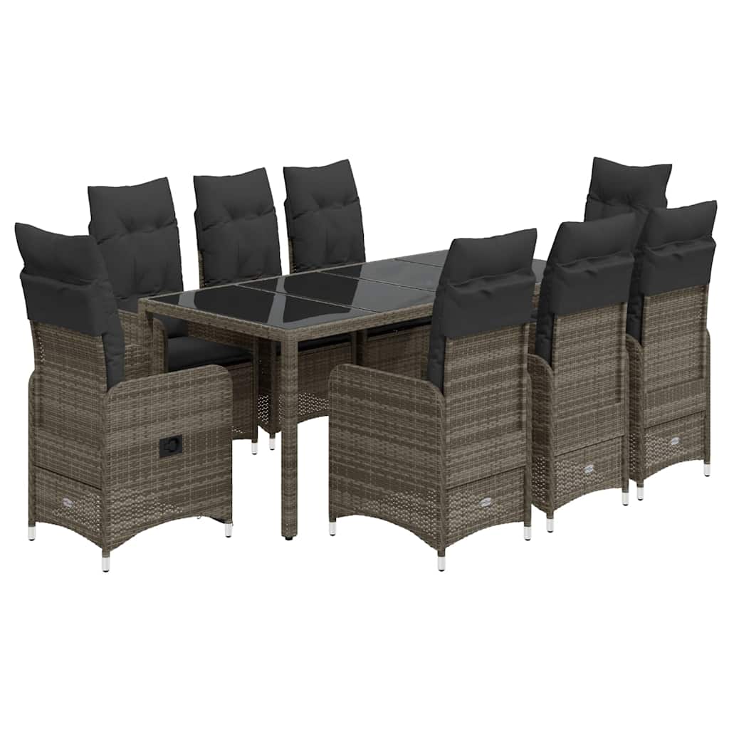 8721102487651_a_en_hd_1 vidaXL 9 Piece Garden Bistro Set with Cushions Grey Poly Rattan - Image 2