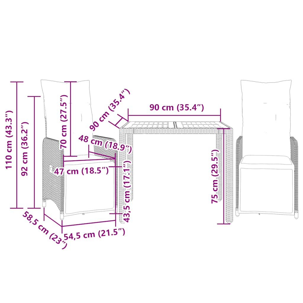 8721102488535_g_en_hd_5 vidaXL 3 Piece Garden Bistro Set with Cushions Black Poly Rattan - Image 7