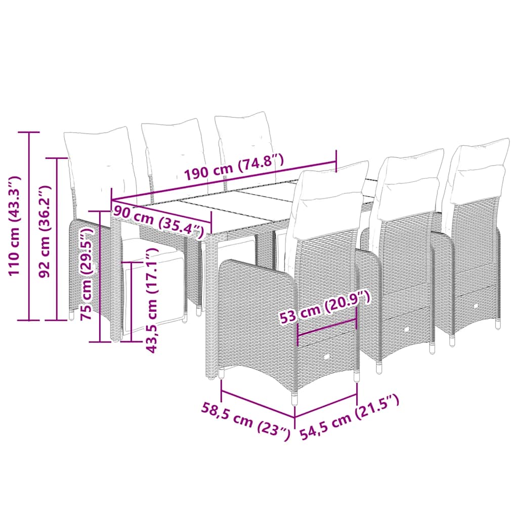 8721102488658_g_en_hd_5 vidaXL 7 Piece Garden Bistro Set with Cushions Black Poly Rattan - Image 7