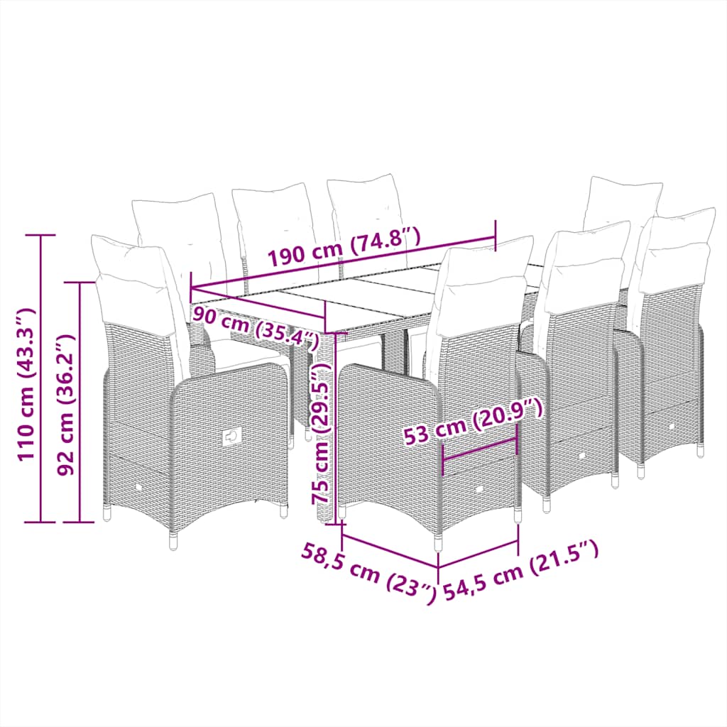 8721102488665_g_en_hd_5 vidaXL 9 Piece Garden Bistro Set with Cushions Black Poly Rattan - Image 7