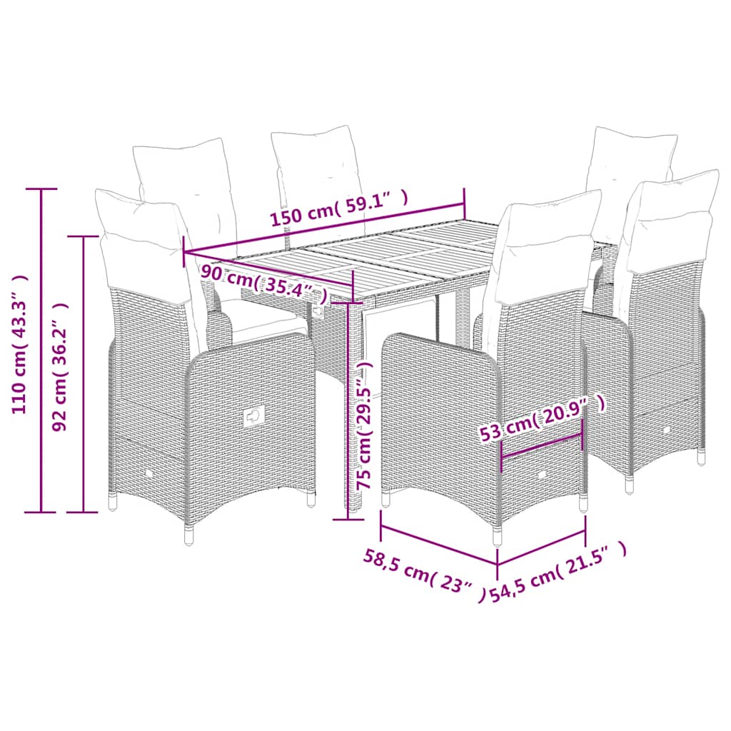 8721102488863_g_en_hd_5 vidaXL 7 Piece Garden Bistro Set with Cushions Grey Poly Rattan - Image 7