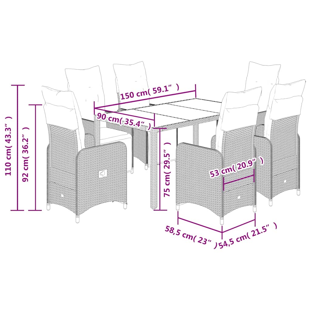 8721102488948_g_en_hd_5 vidaXL 7 Piece Garden Bistro Set with Cushions Grey Poly Rattan - Image 7