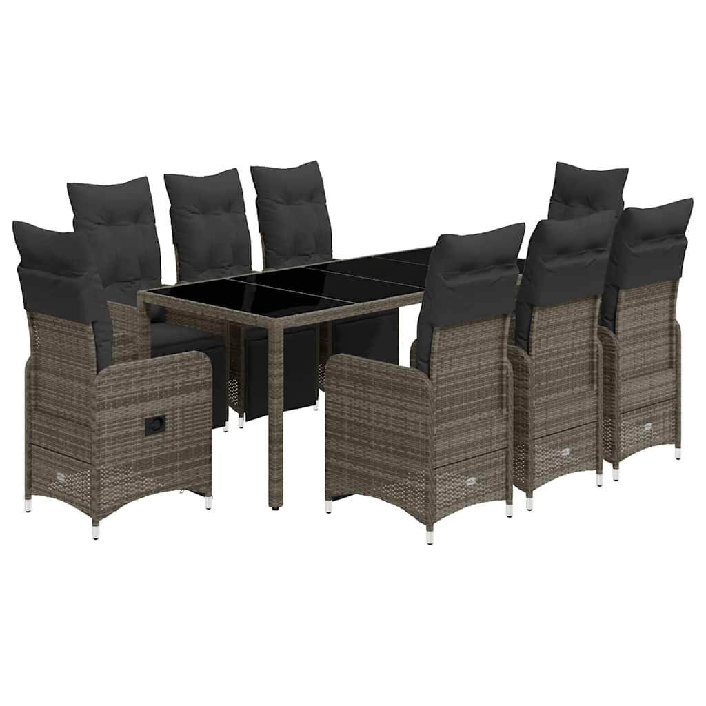 8721102488962_a_en_hd_1 vidaXL 9 Piece Garden Bistro Set with Cushions Grey Poly Rattan - Image 2
