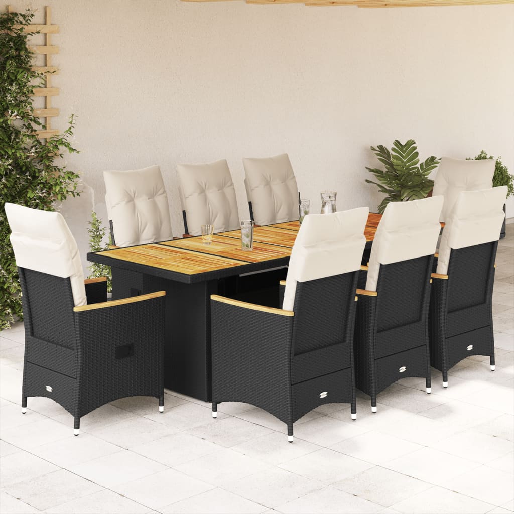 8721102489938_m_en_hd_1 vidaXL 9 Piece Garden Bistro Set with Cushions Black Poly Rattan - Image 1