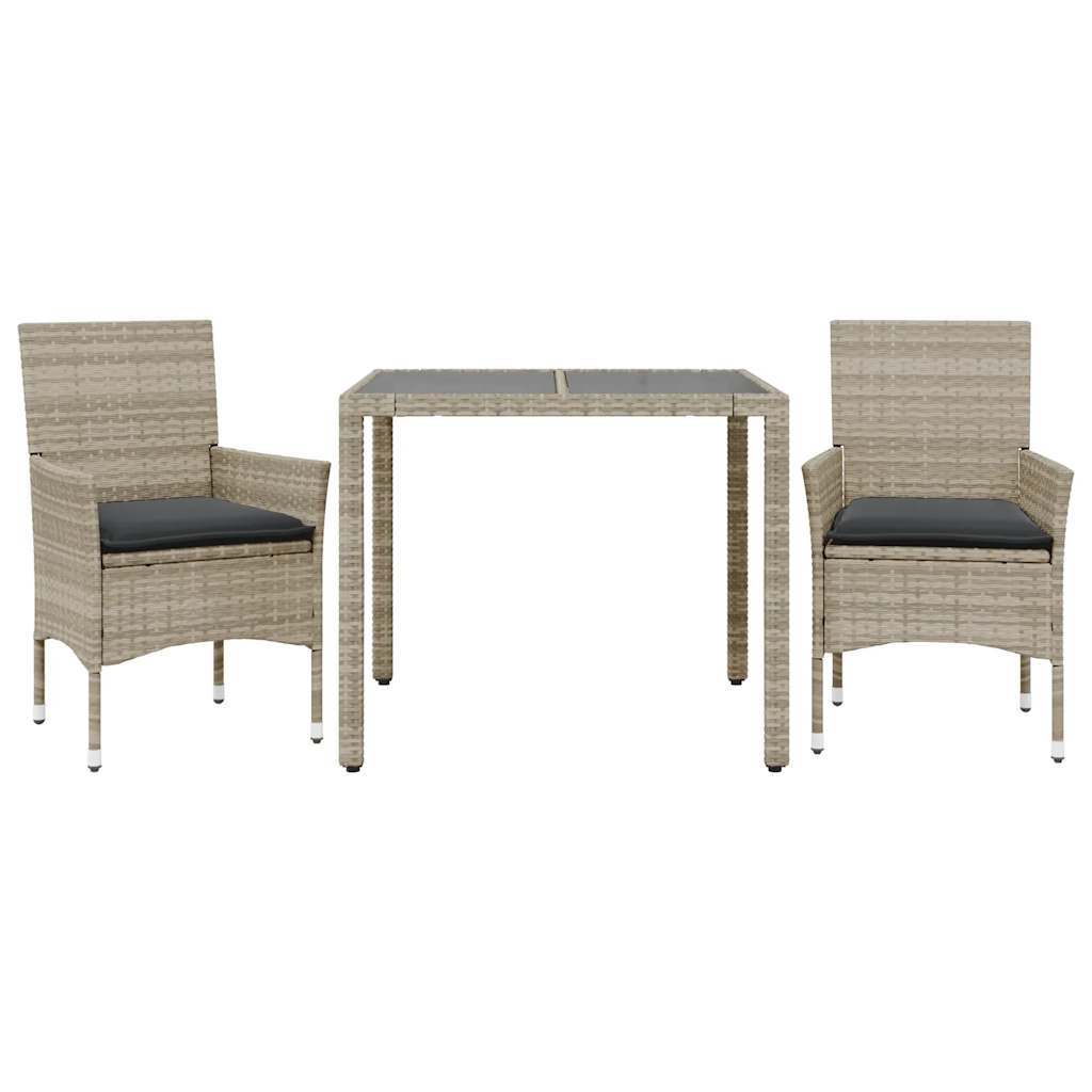 8721102490637_a_en_hd_1 vidaXL 3 Piece Garden Dining Set with Cushions Light Grey Poly Rattan and Glass - Image 2