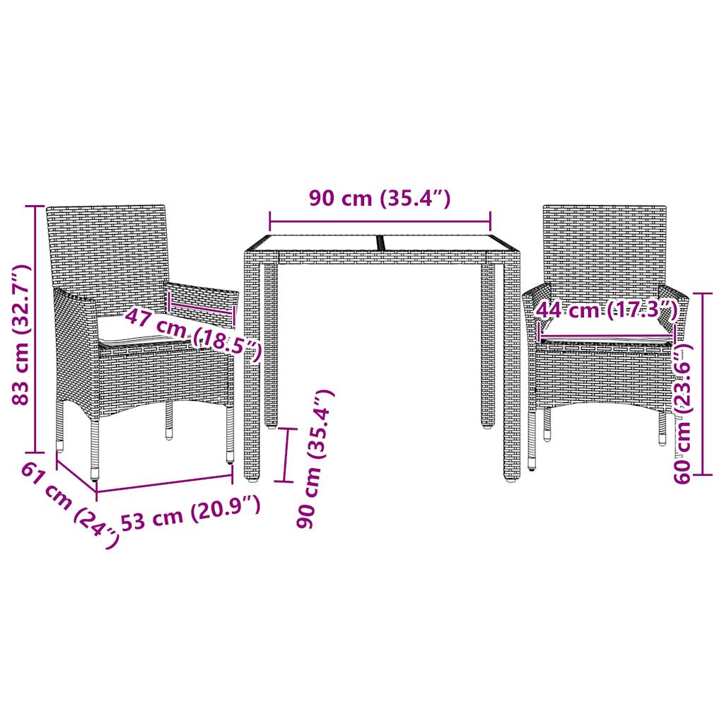 8721102490637_g_en_hd_5 vidaXL 3 Piece Garden Dining Set with Cushions Light Grey Poly Rattan and Glass - Image 7