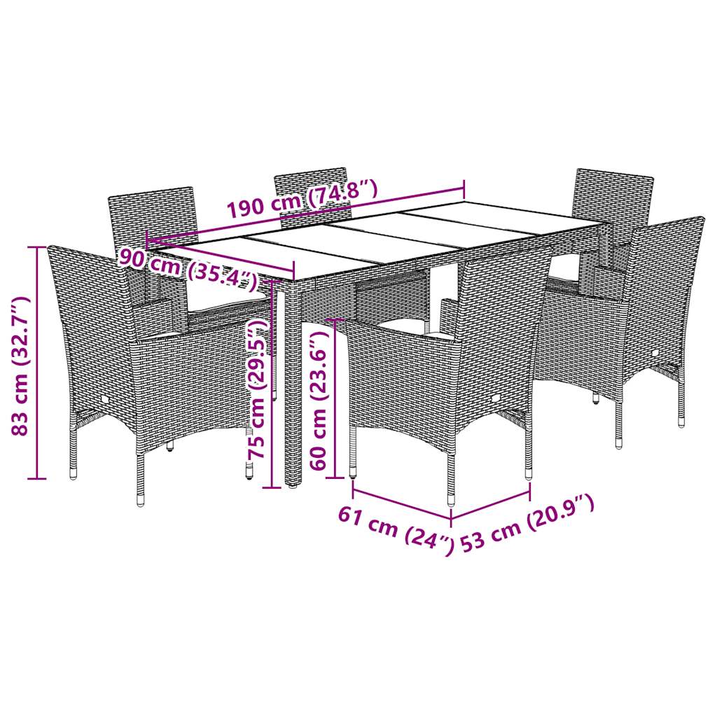 8721102490675_g_en_hd_5 vidaXL 7 Piece Garden Dining Set with Cushions Light Grey Poly Rattan and Glass - Image 7