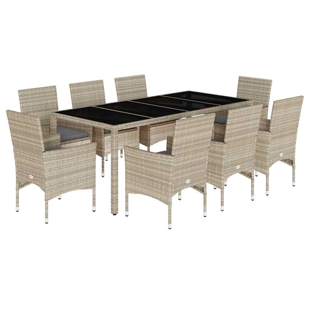 8721102490682_a_en_hd_1 vidaXL 9 Piece Garden Dining Set with Cushions Light Grey Poly Rattan and Glass - Image 2