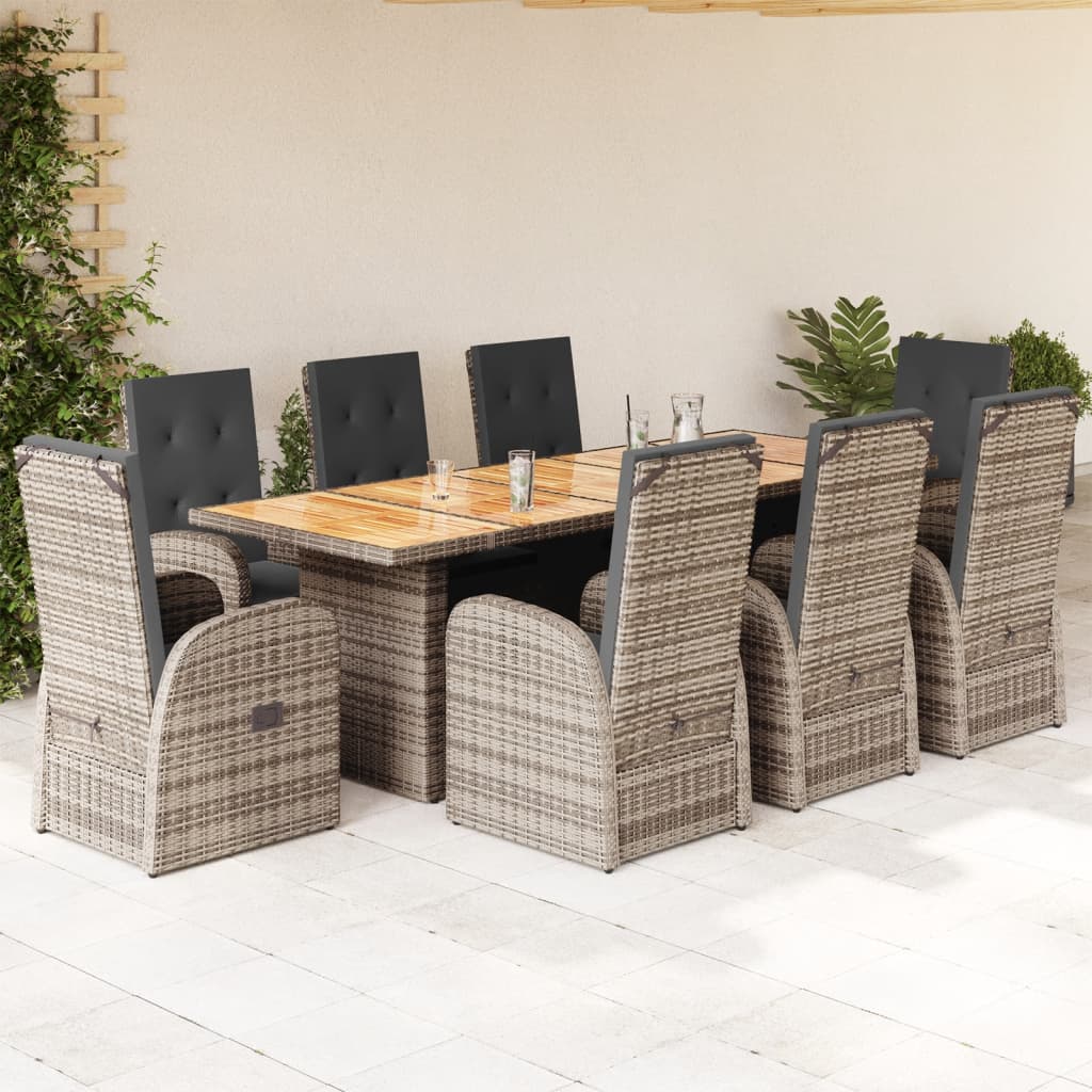 8721102493355_m_en_hd_1 vidaXL 9 Piece Garden Dining Set with Cushions Grey Poly Rattan - Image 1