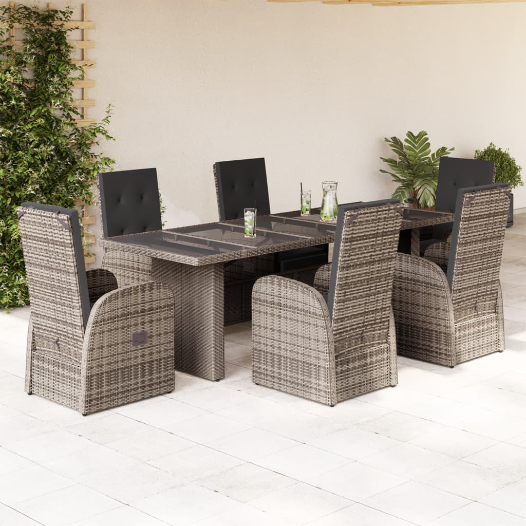 8721102493454_m_en_hd_1 vidaXL 7 Piece Garden Dining Set with Cushions Grey Poly Rattan - Image 1