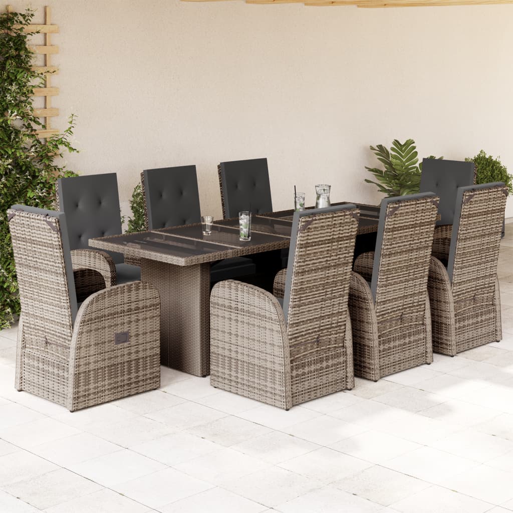8721102493461_m_en_hd_1 vidaXL 9 Piece Garden Dining Set with Cushions Grey Poly Rattan - Image 1