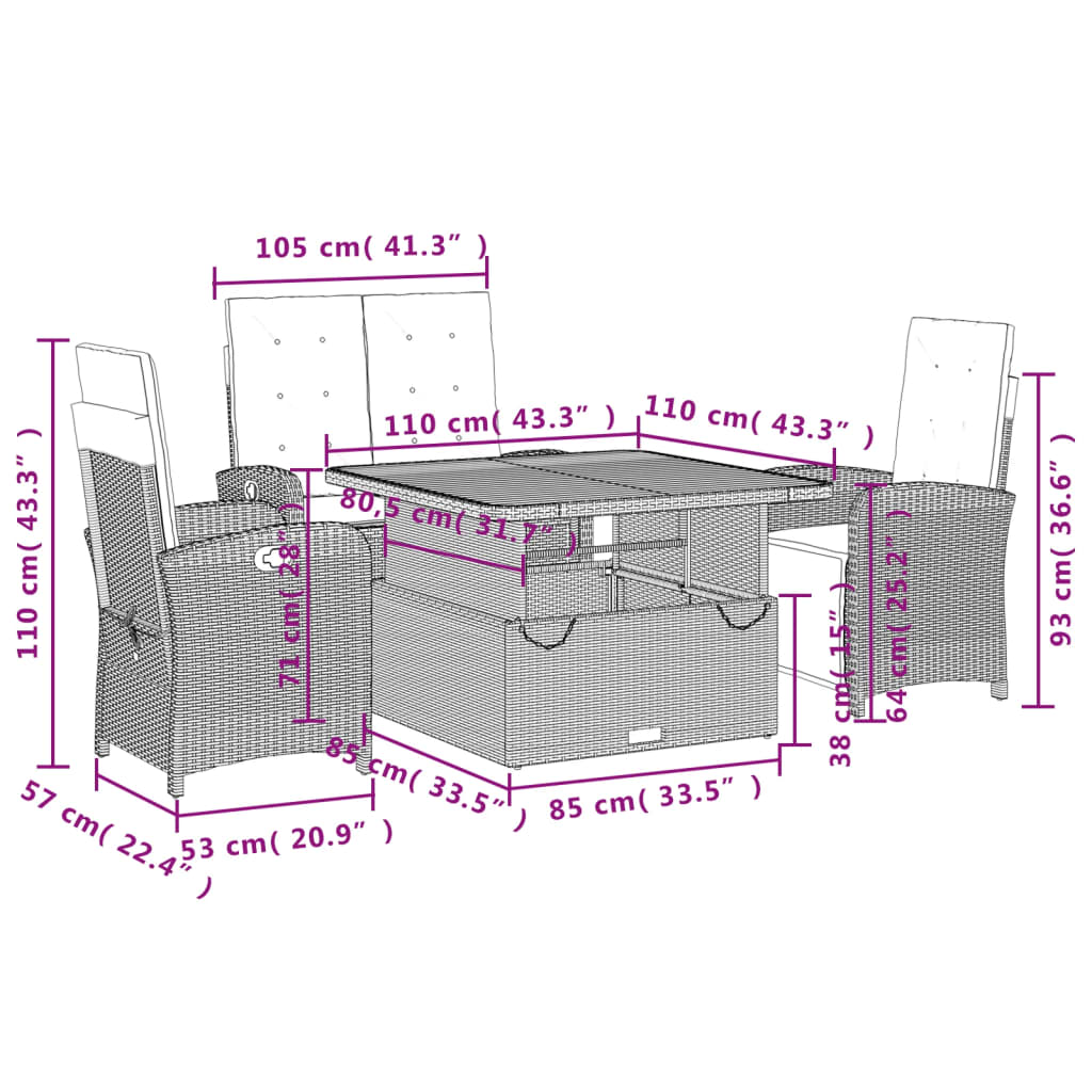 8721102499760_g_en_hd_7 vidaXL 4 Piece Garden Dining Set with Cushions Grey Poly Rattan - Image 9