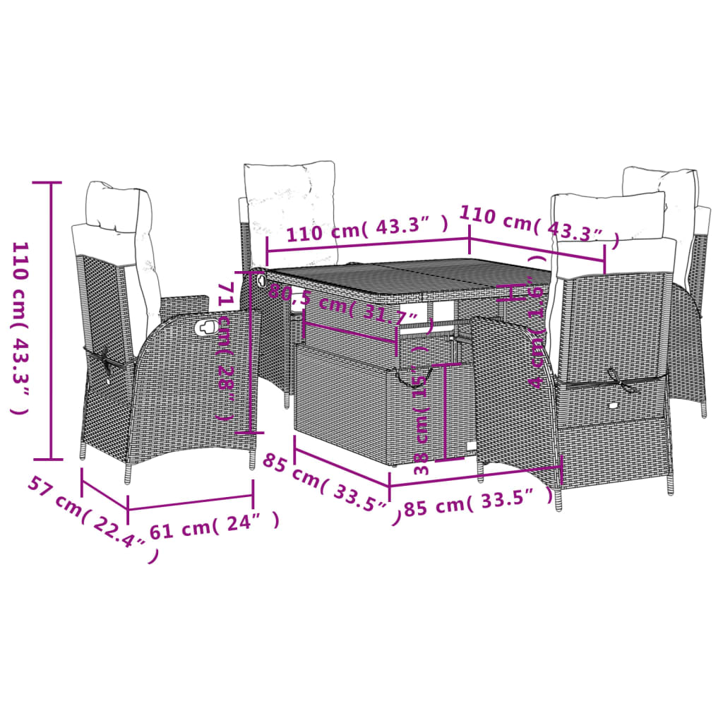 8721102500800_g_en_hd_6 vidaXL 5 Piece Garden Dining Set with Cushions Black Poly Rattan - Image 8