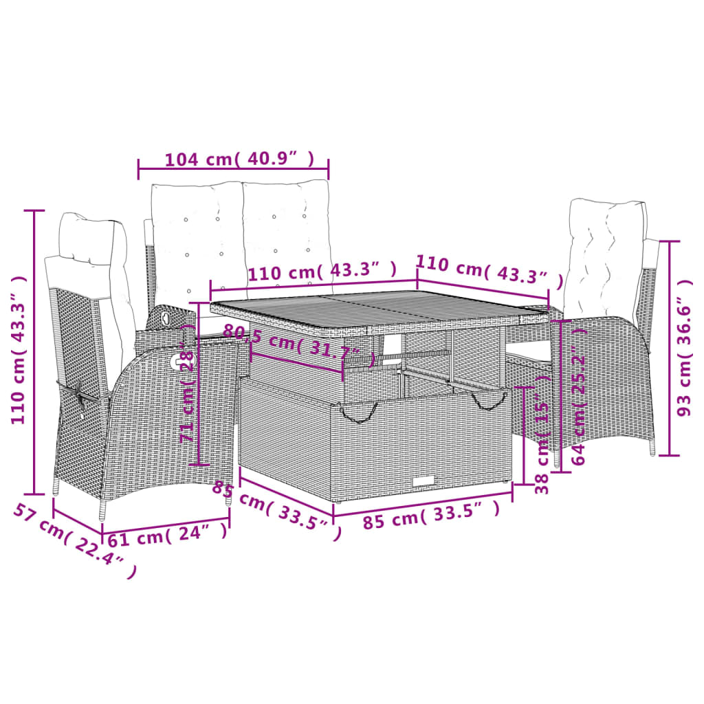 8721102500954_g_en_hd_7 vidaXL 4 Piece Garden Dining Set with Cushions Grey Poly Rattan - Image 9