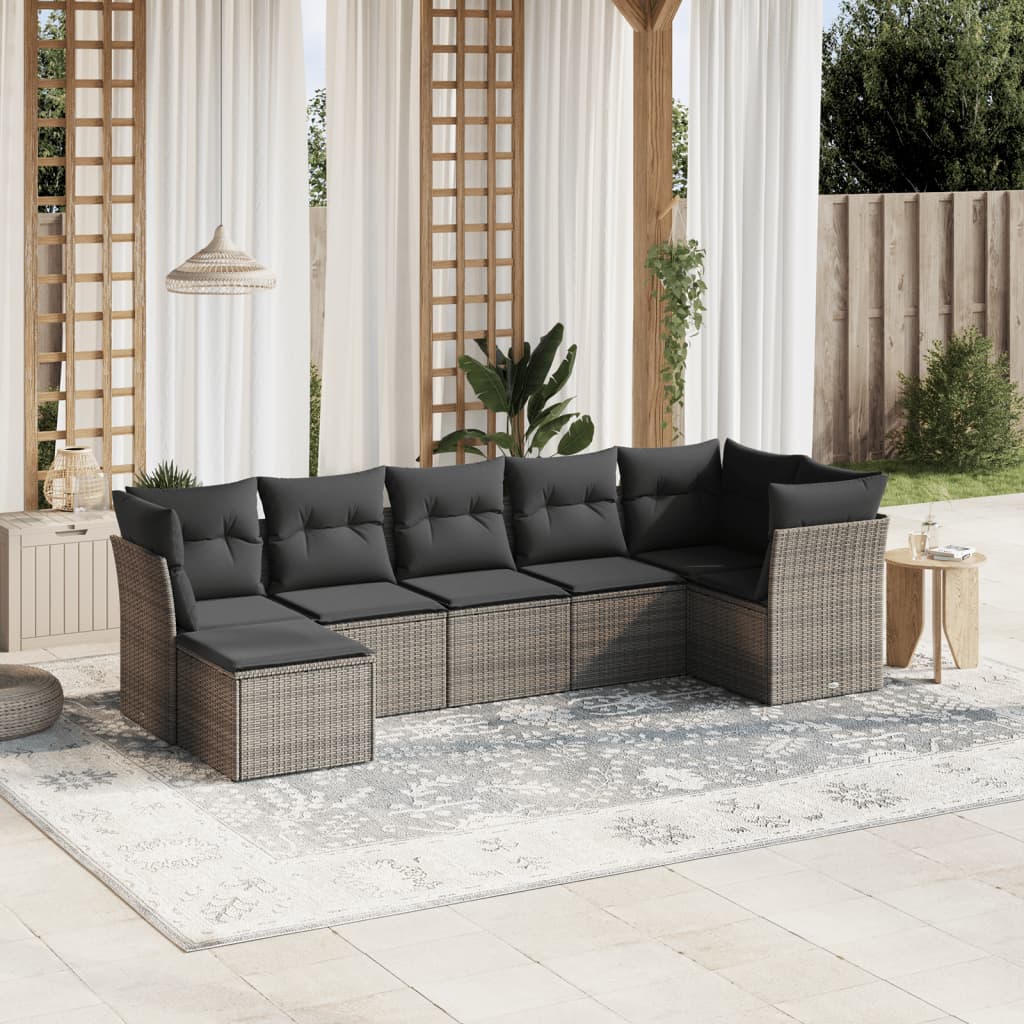 8721102502910_m_en_hd_1 vidaXL 7 Piece Garden Sofa Set with Cushions Grey Poly Rattan - Image 1