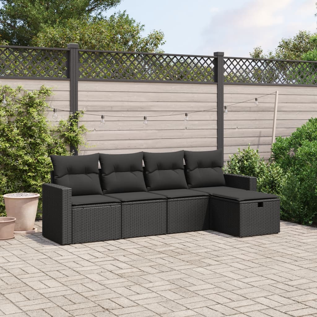 8721102505560_m_en_hd_1 vidaXL 5 Piece Garden Sofa Set with Cushions Black Poly Rattan - Image 1