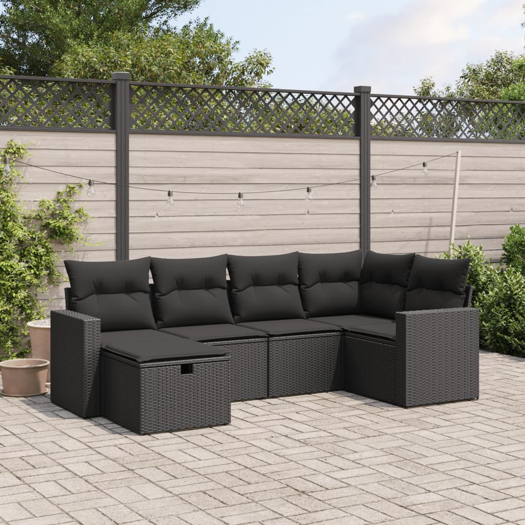 8721102505768_m_en_hd_1 vidaXL 6 Piece Garden Sofa Set with Cushions Black Poly Rattan - Image 1