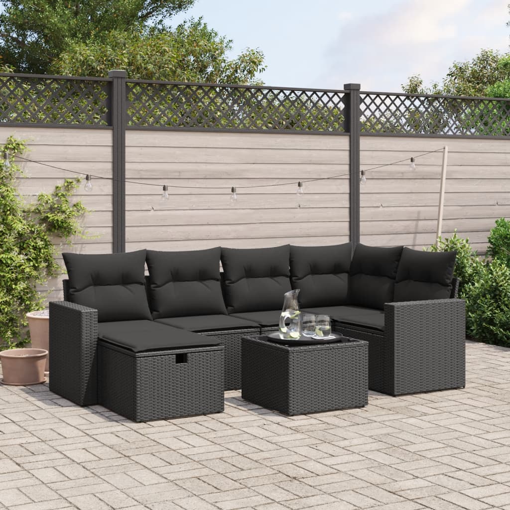 8721102505867_m_en_hd_1 vidaXL 7 Piece Garden Sofa Set with Cushions Black Poly Rattan - Image 1