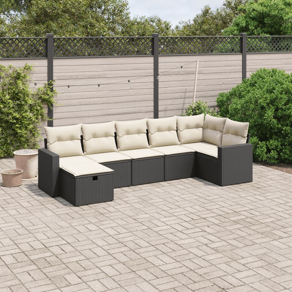 8721102505973_m_en_hd_1 vidaXL 7 Piece Garden Sofa Set with Cushions Black Poly Rattan - Image 1