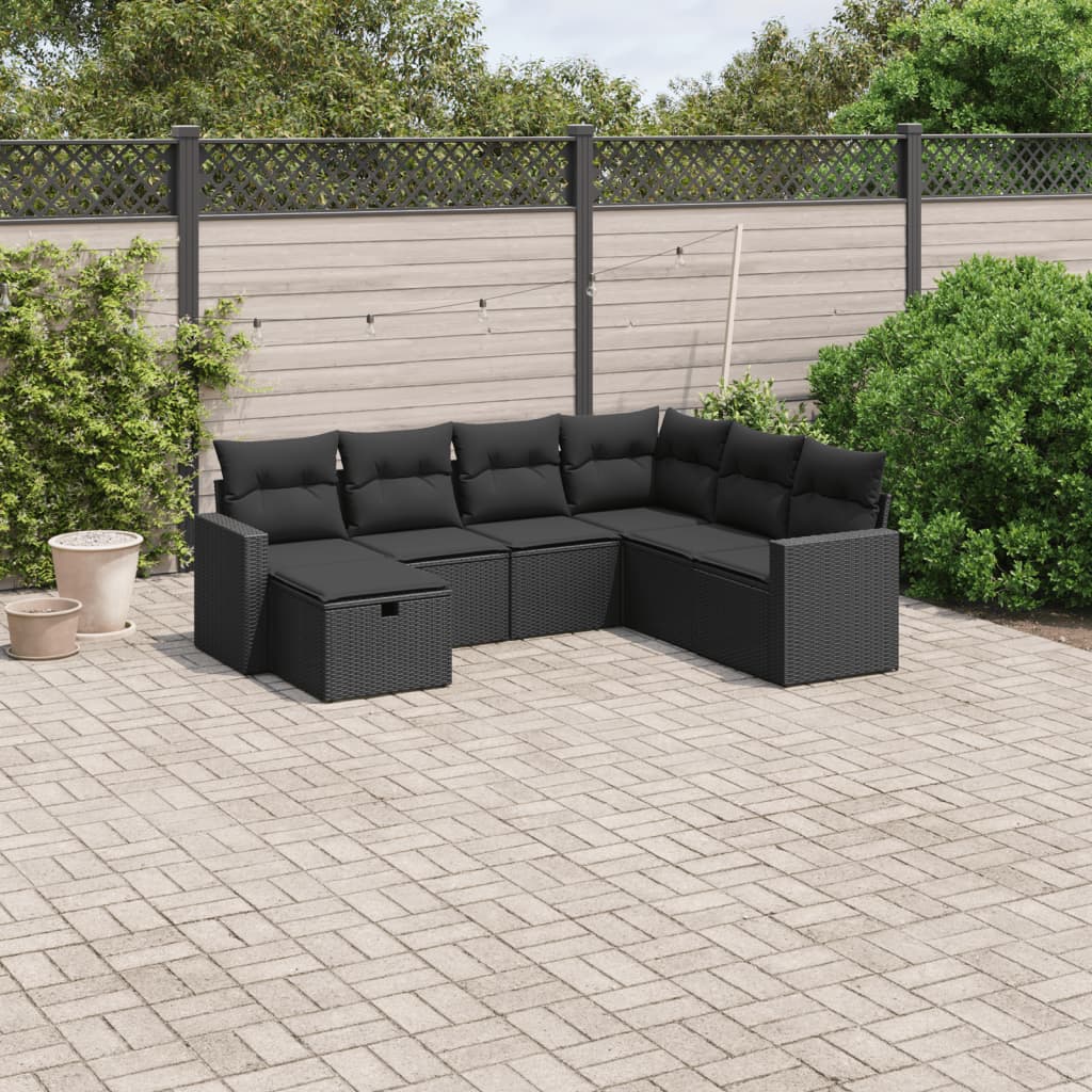 8721102506161_m_en_hd_1 vidaXL 7 Piece Garden Sofa Set with Cushions Black Poly Rattan - Image 1