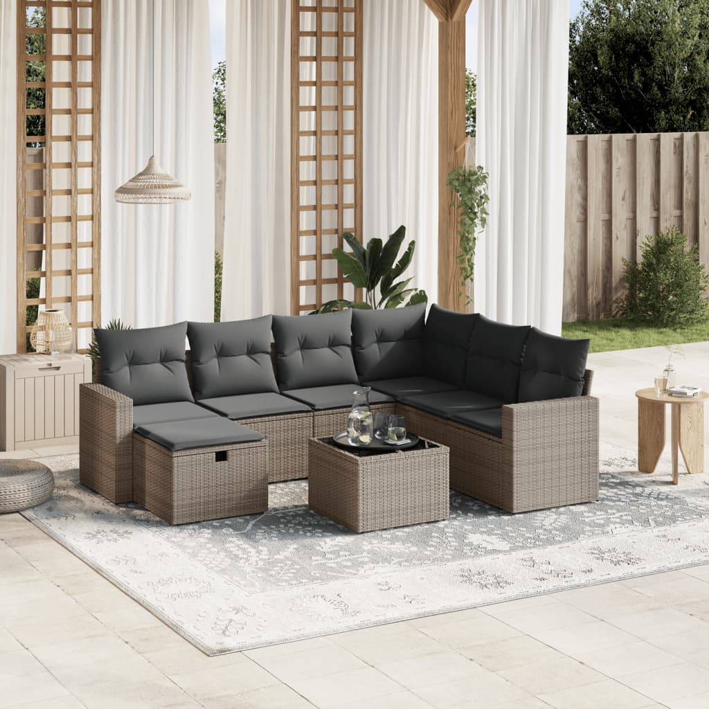 8721102506314_m_en_hd_1 vidaXL 8 Piece Garden Sofa Set with Cushions Grey Poly Rattan - Image 1