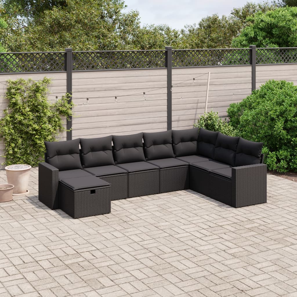 8721102506765_m_en_hd_1 vidaXL 8 Piece Garden Sofa Set with Cushions Black Poly Rattan - Image 1