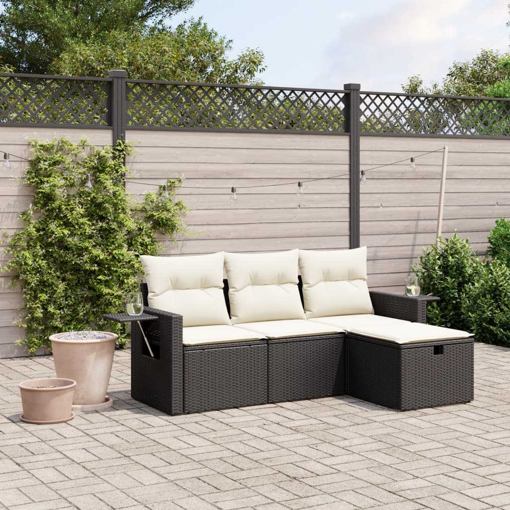 8721102508479_m_en_hd_1 vidaXL 4 Piece Garden Sofa Set with Cushions Black Poly Rattan - Image 1
