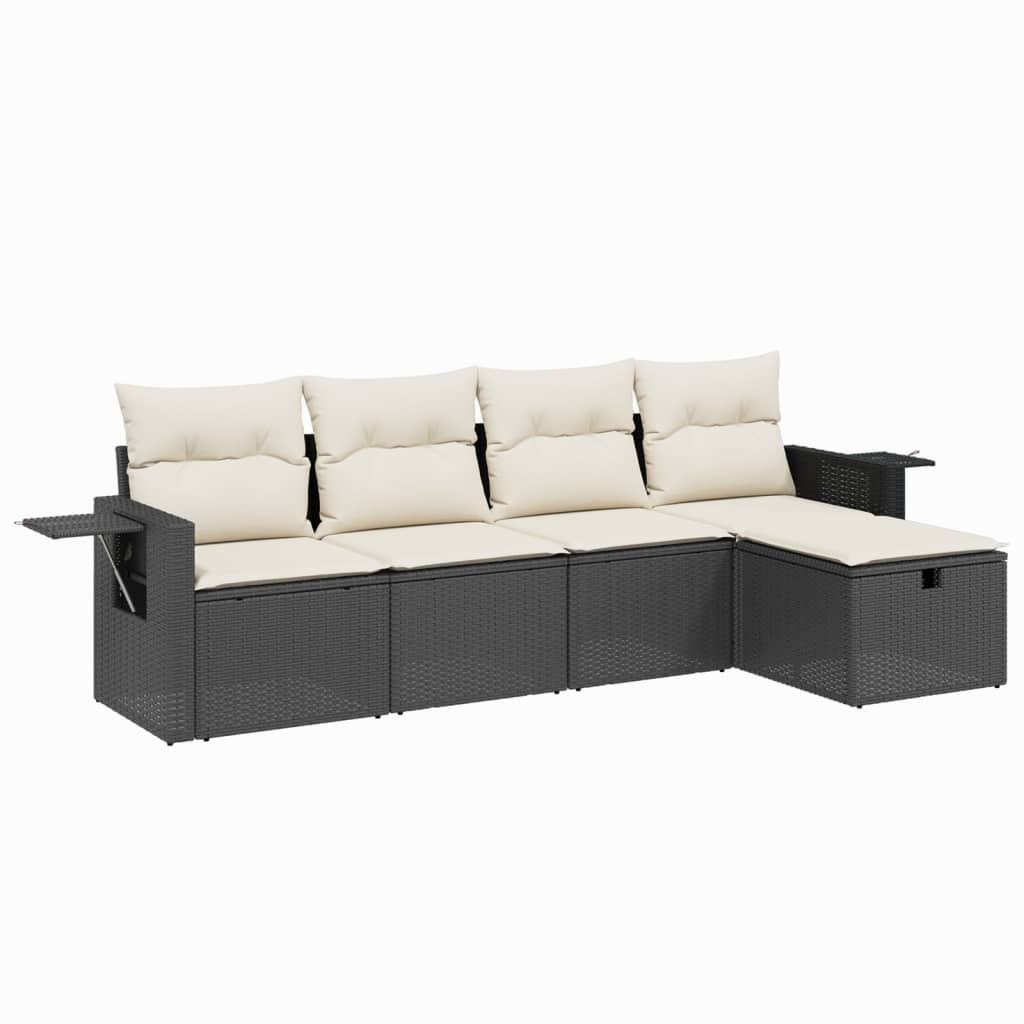 8721102508677_a_en_hd_1 vidaXL 5 Piece Garden Sofa Set with Cushions Black Poly Rattan - Image 1