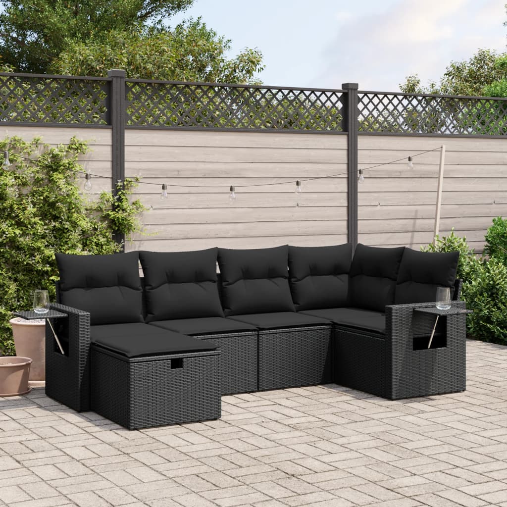 8721102508868_m_en_hd_1 vidaXL 6 Piece Garden Sofa Set with Cushions Black Poly Rattan - Image 1