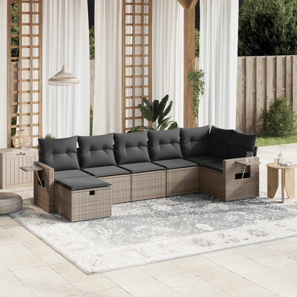 8721102509117_m_en_hd_1 vidaXL 7 Piece Garden Sofa Set with Cushions Grey Poly Rattan - Image 1