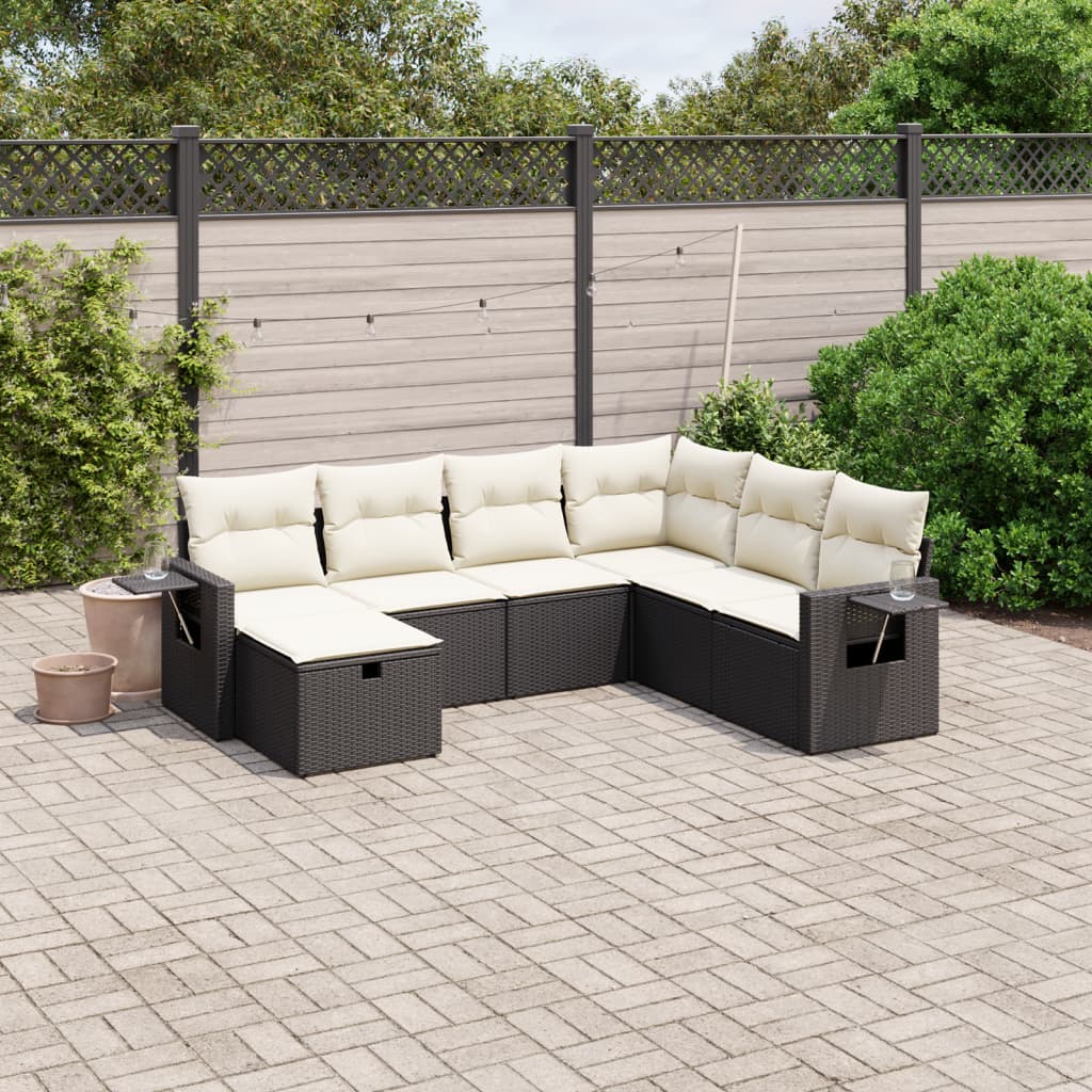 8721102509278_m_en_hd_1 vidaXL 7 Piece Garden Sofa Set with Cushions Black Poly Rattan - Image 1