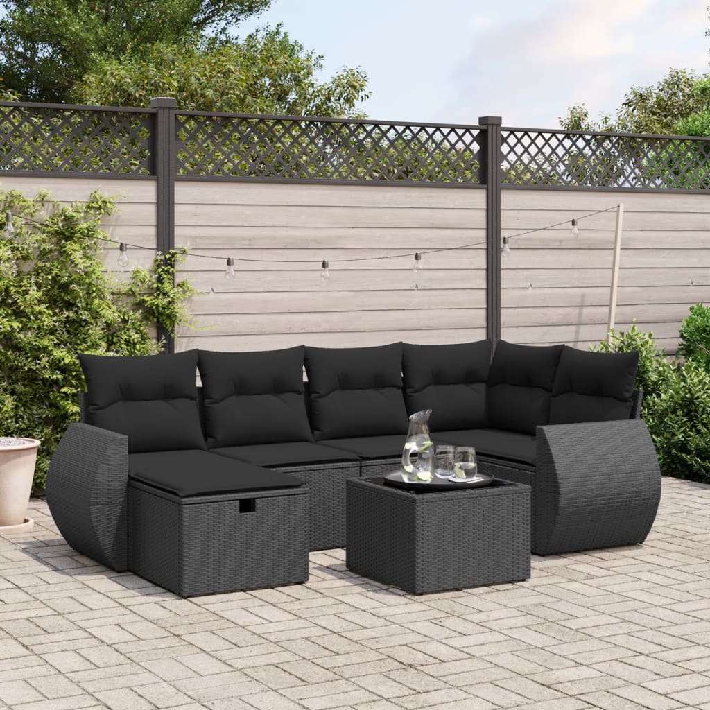 8721102512063_m_en_hd_1 vidaXL 7 Piece Garden Sofa Set with Cushions Black Poly Rattan - Image 1