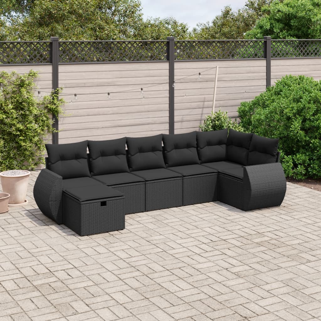 8721102512162_m_en_hd_1 vidaXL 7 Piece Garden Sofa Set with Cushions Black Poly Rattan - Image 1