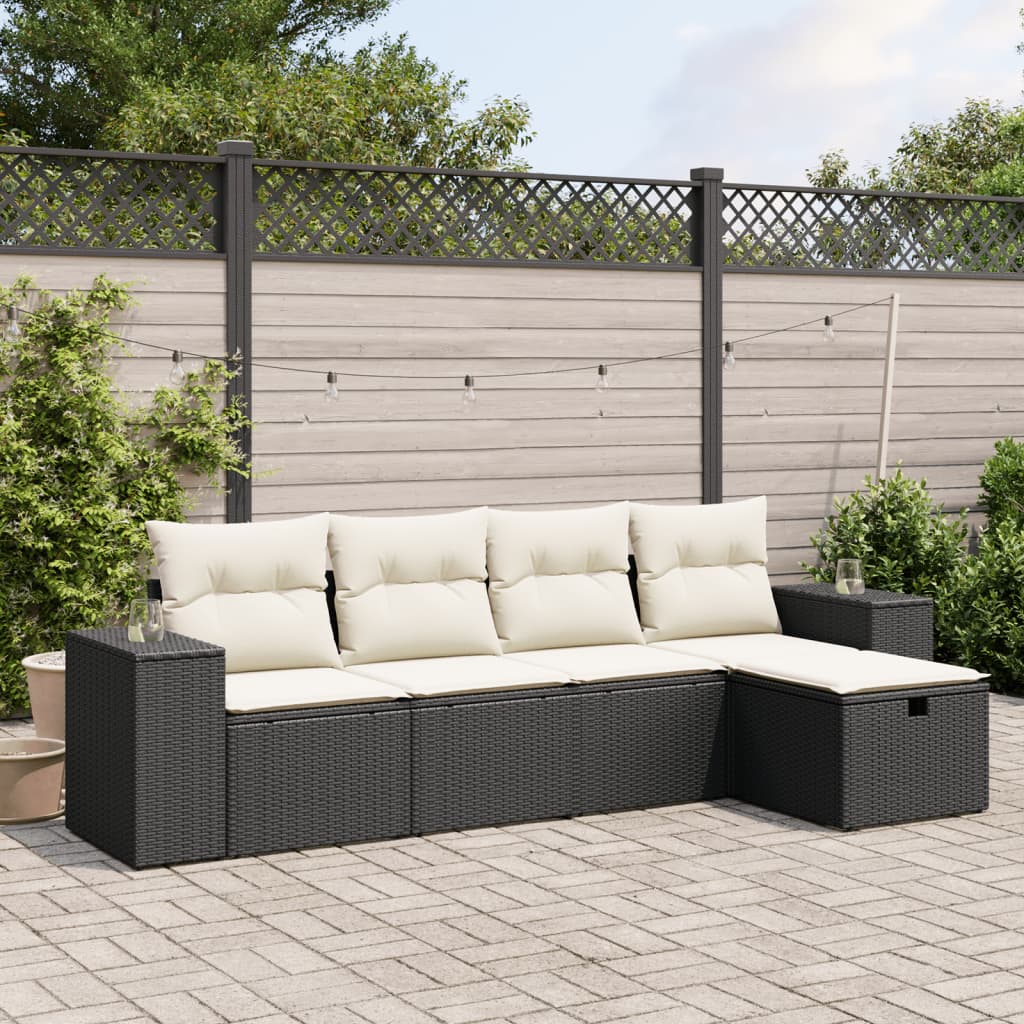 8721102514876_m_en_hd_1 vidaXL 5 Piece Garden Sofa Set with Cushions Black Poly Rattan - Image 1