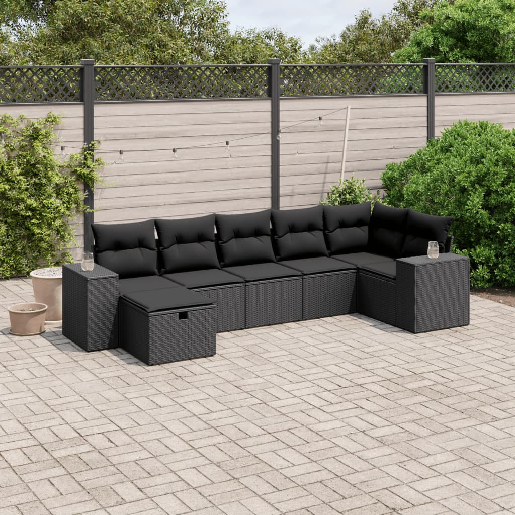 8721102515262_m_en_hd_1 vidaXL 7 Piece Garden Sofa Set with Cushions Black Poly Rattan - Image 1