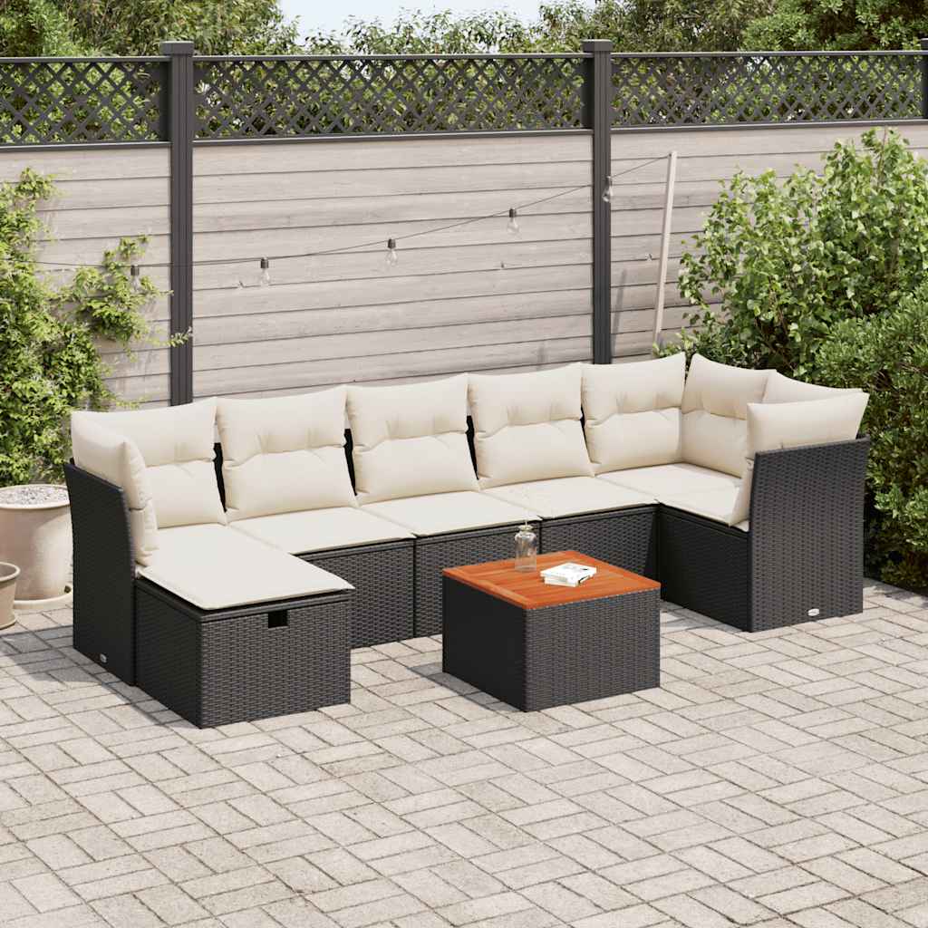 8721102518263_m_en_hd_1 vidaXL 8 Piece Garden Sofa Set with Cushions Black Poly Rattan - Image 1
