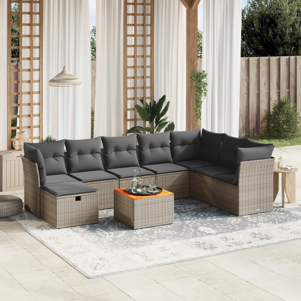 8721102518584_m_en_hd_1 vidaXL 9 Piece Garden Sofa Set with Cushions Grey Poly Rattan - Image 1