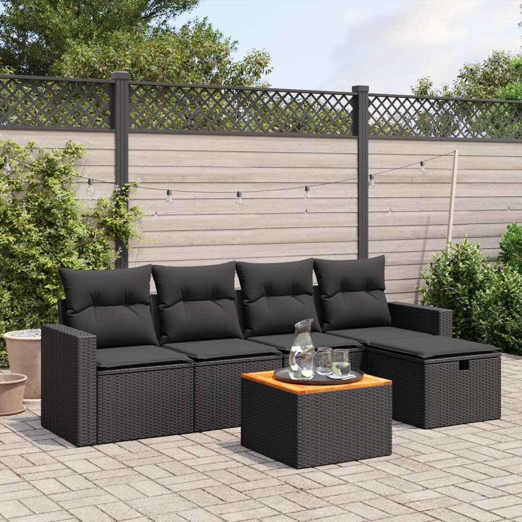 8721102519239_m_en_hd_1 vidaXL 6 Piece Garden Sofa Set with Cushions Black Poly Rattan - Image 1