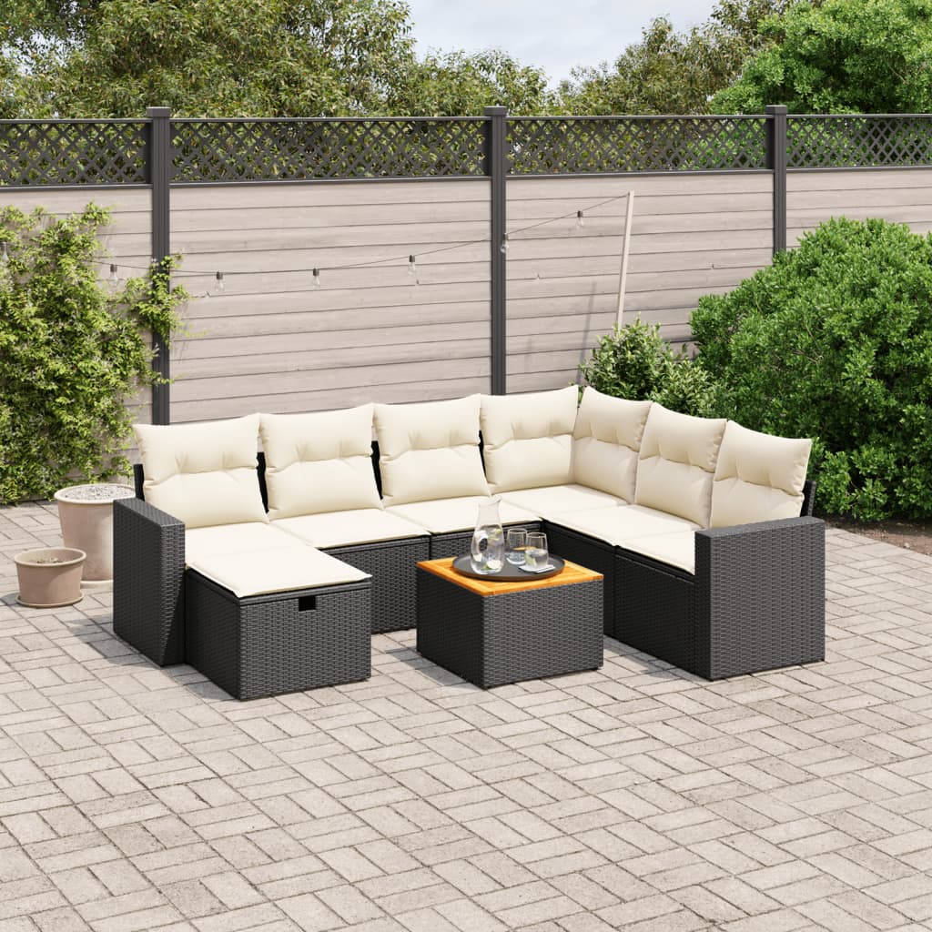 8721102519451_m_en_hd_1 vidaXL 8 Piece Garden Sofa Set with Cushions Black Poly Rattan - Image 1