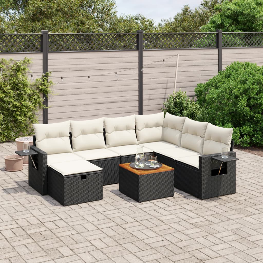 8721102520570_m_en_hd_1 vidaXL 8 Piece Garden Sofa Set with Cushions Black Poly Rattan - Image 1