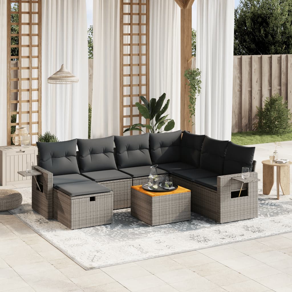8721102520617_m_en_hd_1 vidaXL 8 Piece Garden Sofa Set with Cushions Grey Poly Rattan - Image 1