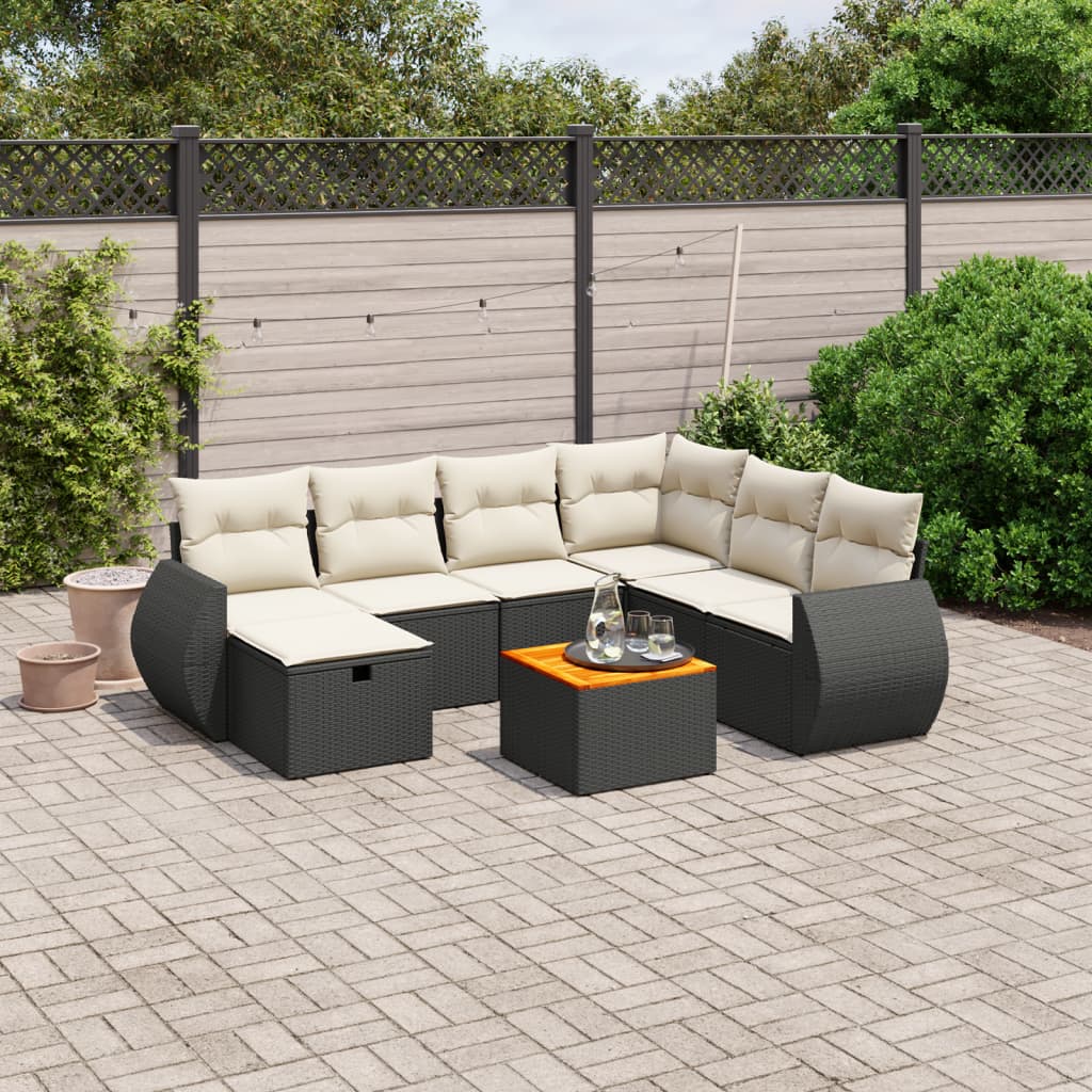 8721102521690_m_en_hd_1 vidaXL 8 Piece Garden Sofa Set with Cushions Black Poly Rattan - Image 1