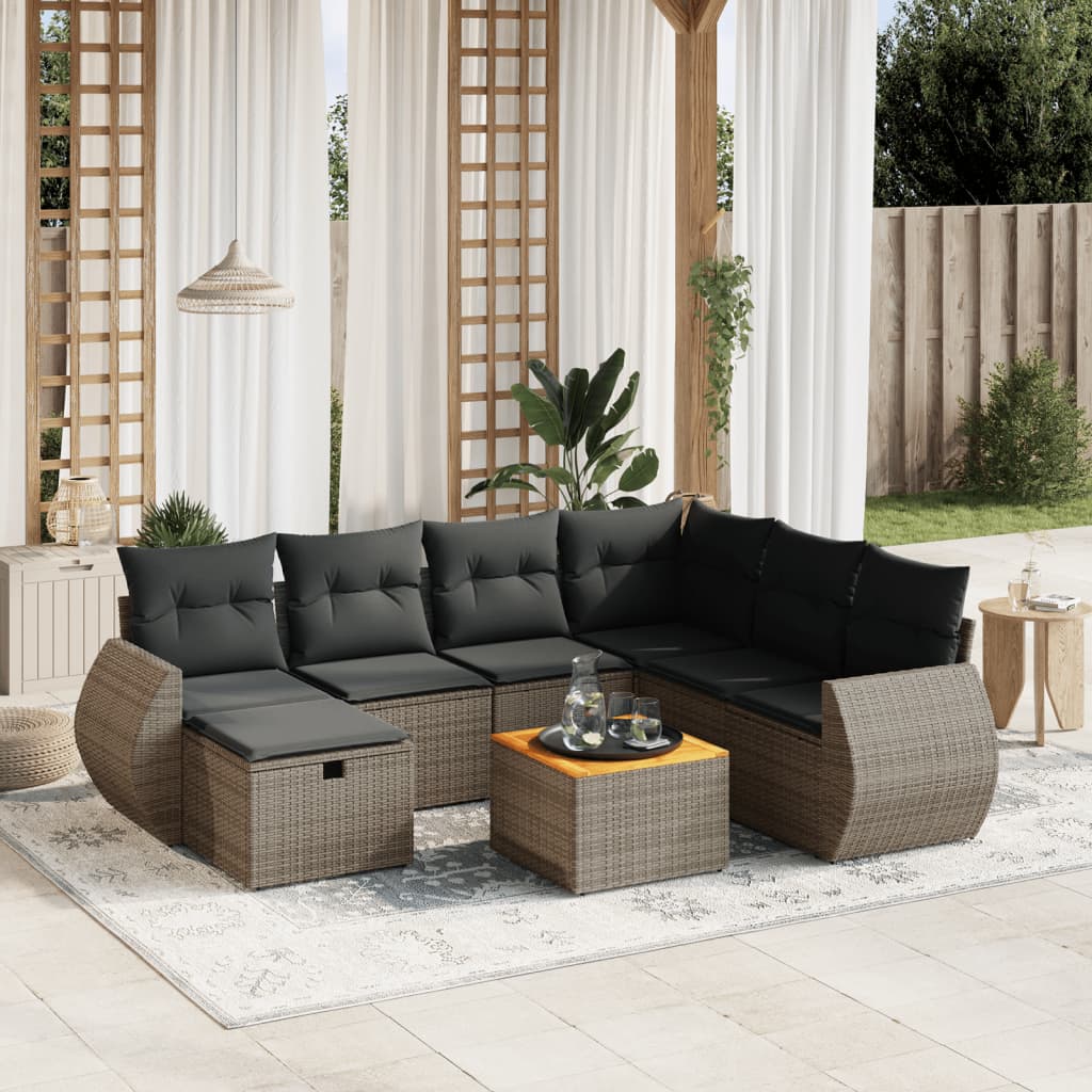 8721102521737_m_en_hd_1 vidaXL 8 Piece Garden Sofa Set with Cushions Grey Poly Rattan - Image 1