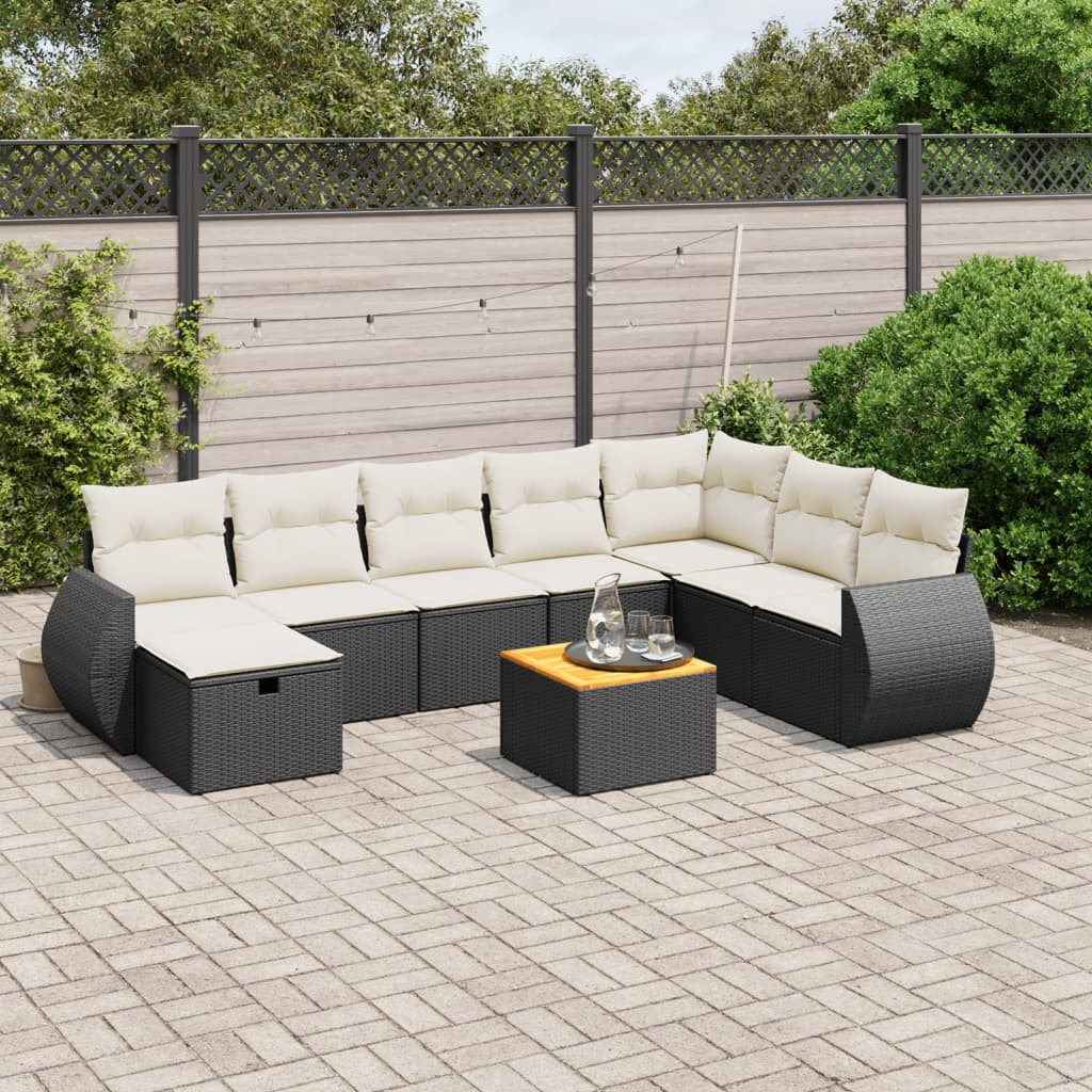 8721102521904_m_en_hd_1 vidaXL 9 Piece Garden Sofa Set with Cushions Black Poly Rattan - Image 1