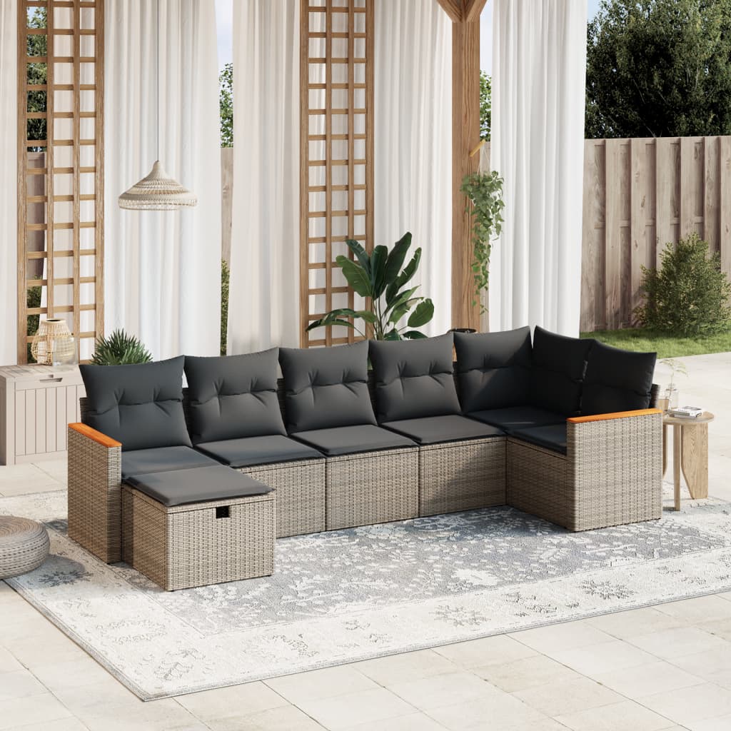 8721102524110_m_en_hd_1 vidaXL 7 Piece Garden Sofa Set with Cushions Grey Poly Rattan - Image 1