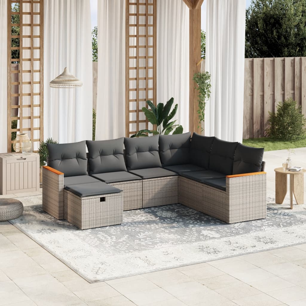 8721102524257_m_en_hd_1 vidaXL 7 Piece Garden Sofa Set with Cushions Grey Poly Rattan - Image 1