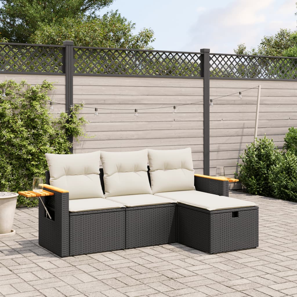 8721102525827_m_en_hd_1 vidaXL 4 Piece Garden Sofa Set with Cushions Black Poly Rattan - Image 1
