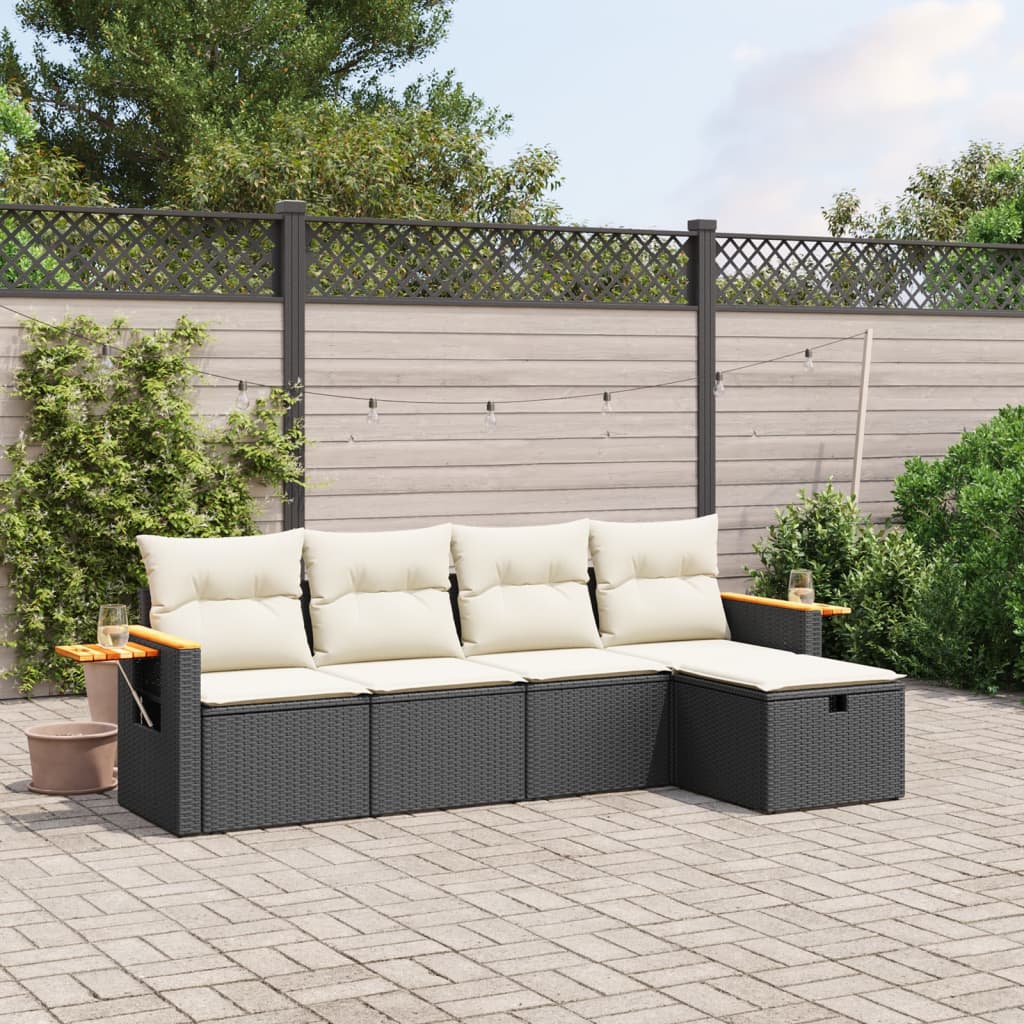 8721102525964_m_en_hd_1 vidaXL 5 Piece Garden Sofa Set with Cushions Black Poly Rattan - Image 1